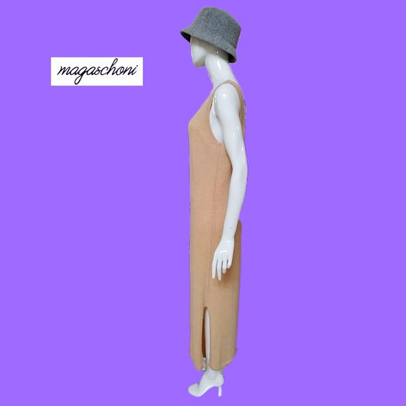 MAGASCHONI NEW Minimalist Cashmere V-Neck Slits Maxi Dress M - Picture 3 of 12